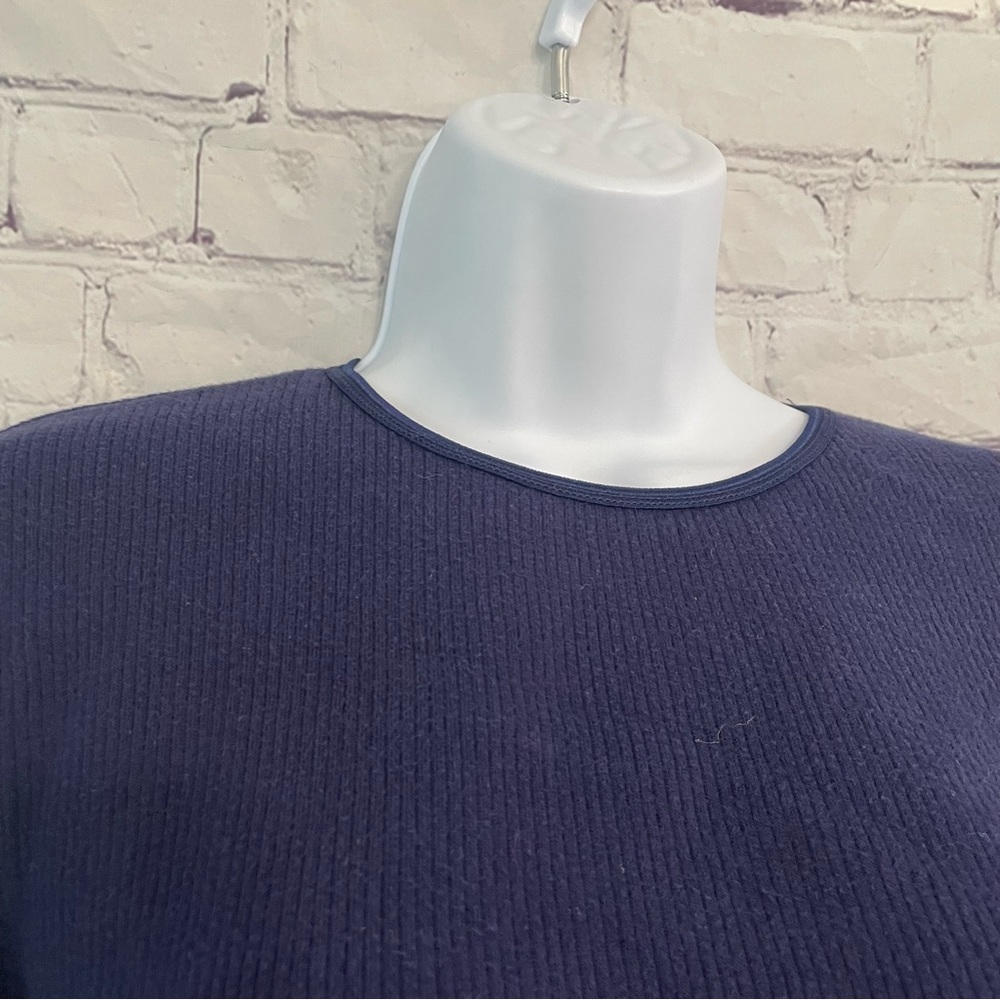 Navy Blue Ribbed Top Medium - Picture 2 of 6